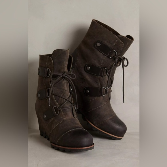 Sorel Joan of Arctic Wedge Boots Leather Womens Size 8 - Picture 1 of 12